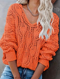 Hollow V Neck Knit Pullover