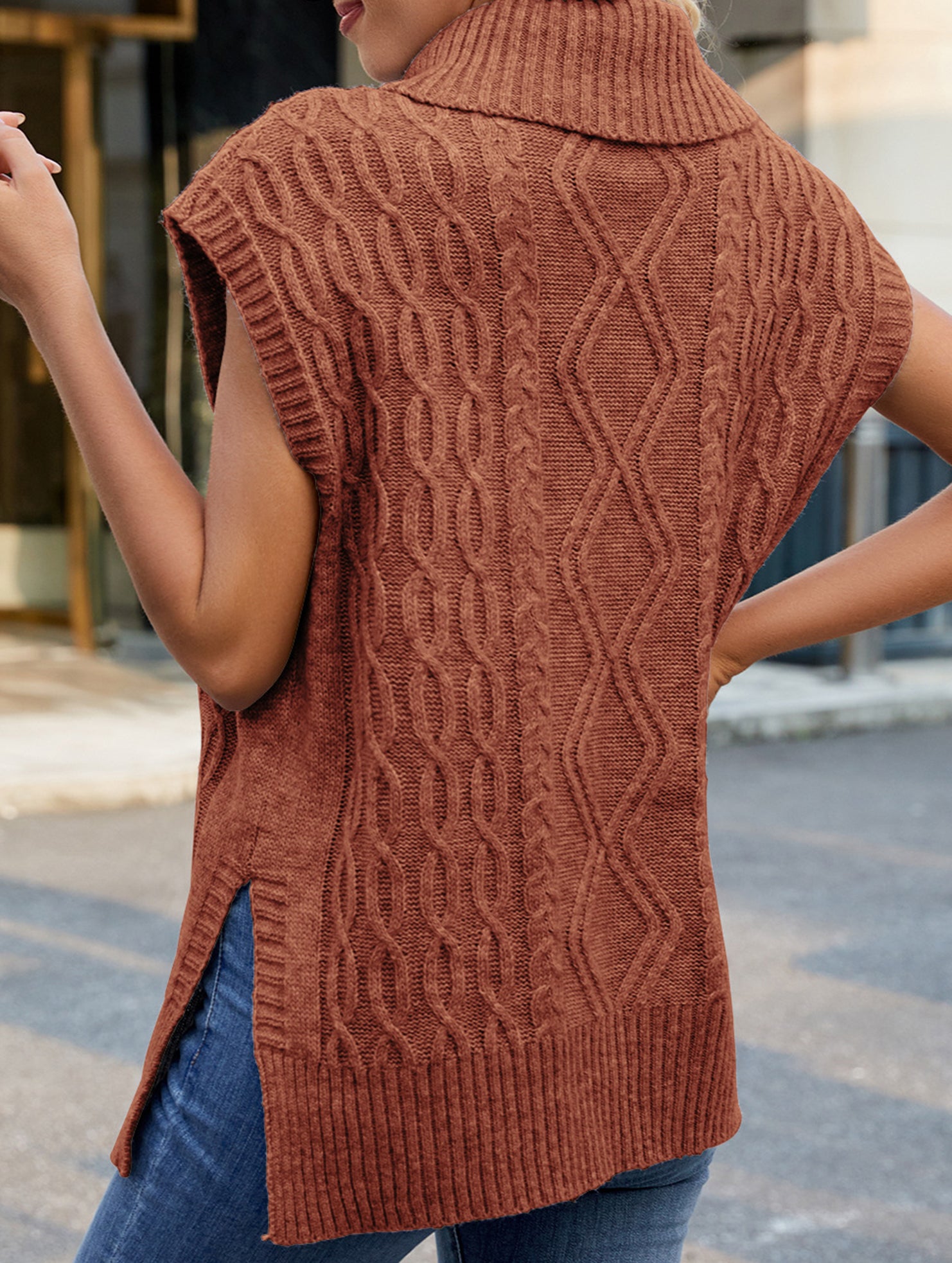 Casual turtleneck sleeveless sweater