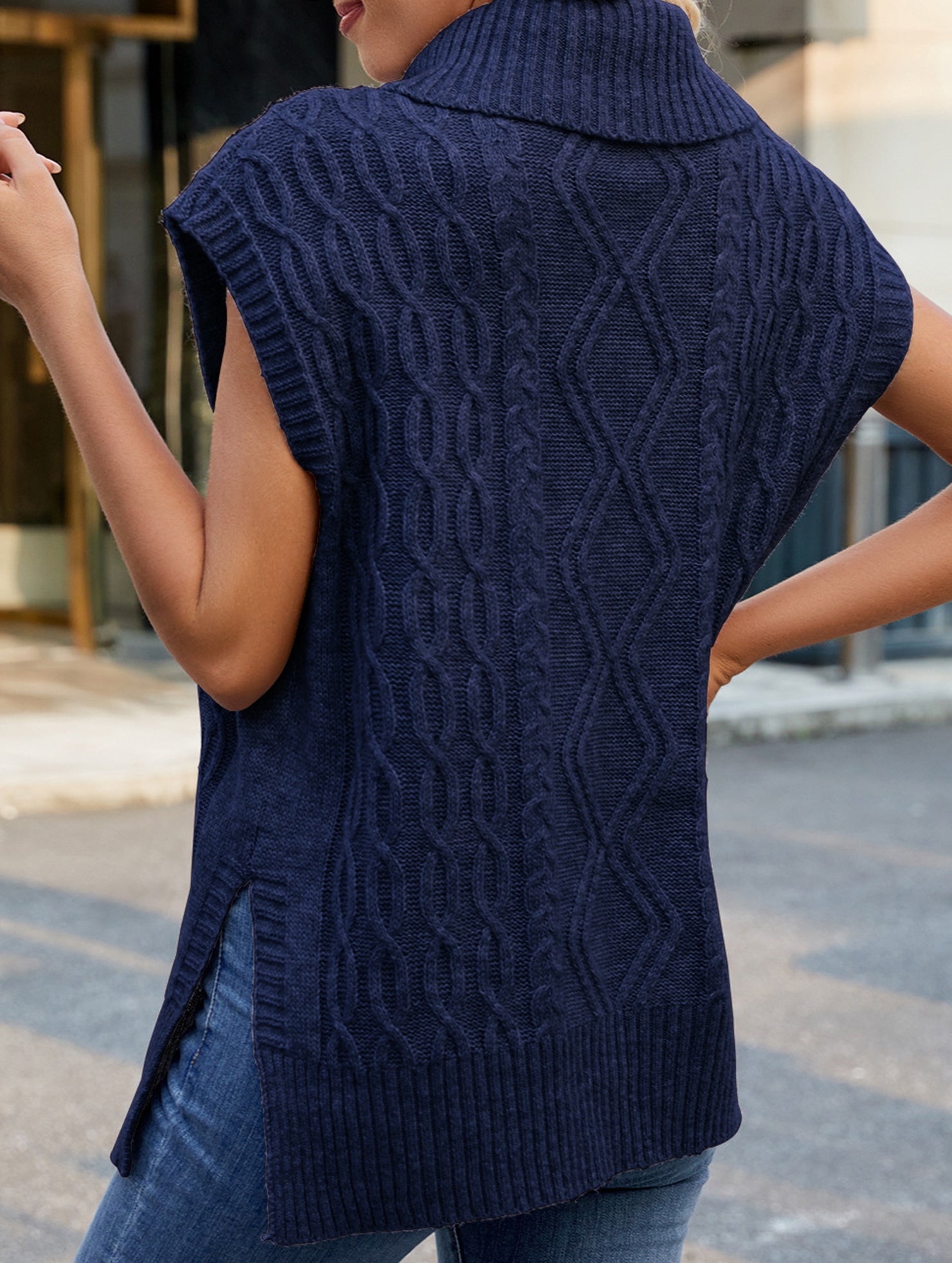 Casual turtleneck sleeveless sweater