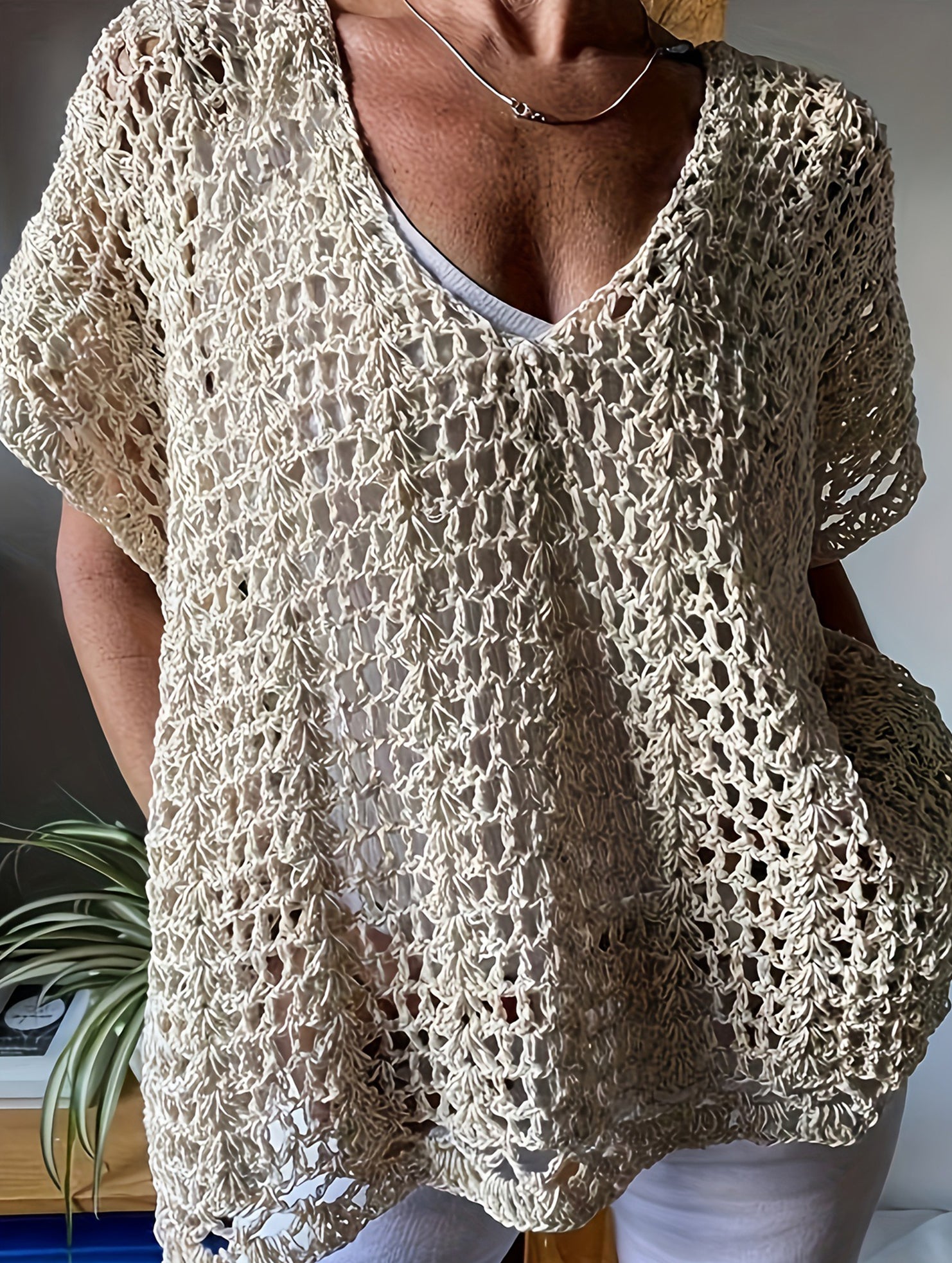 Crochet Hollow Beach Knit Top