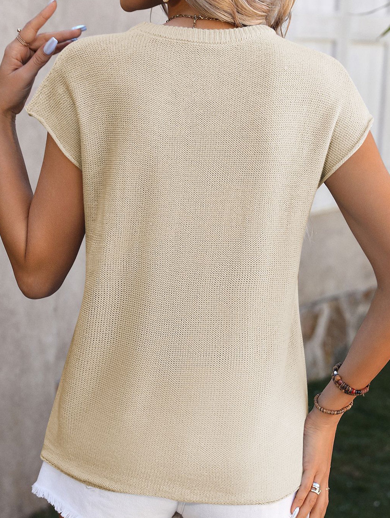 Retro style Reverse weave solid color T-shirt