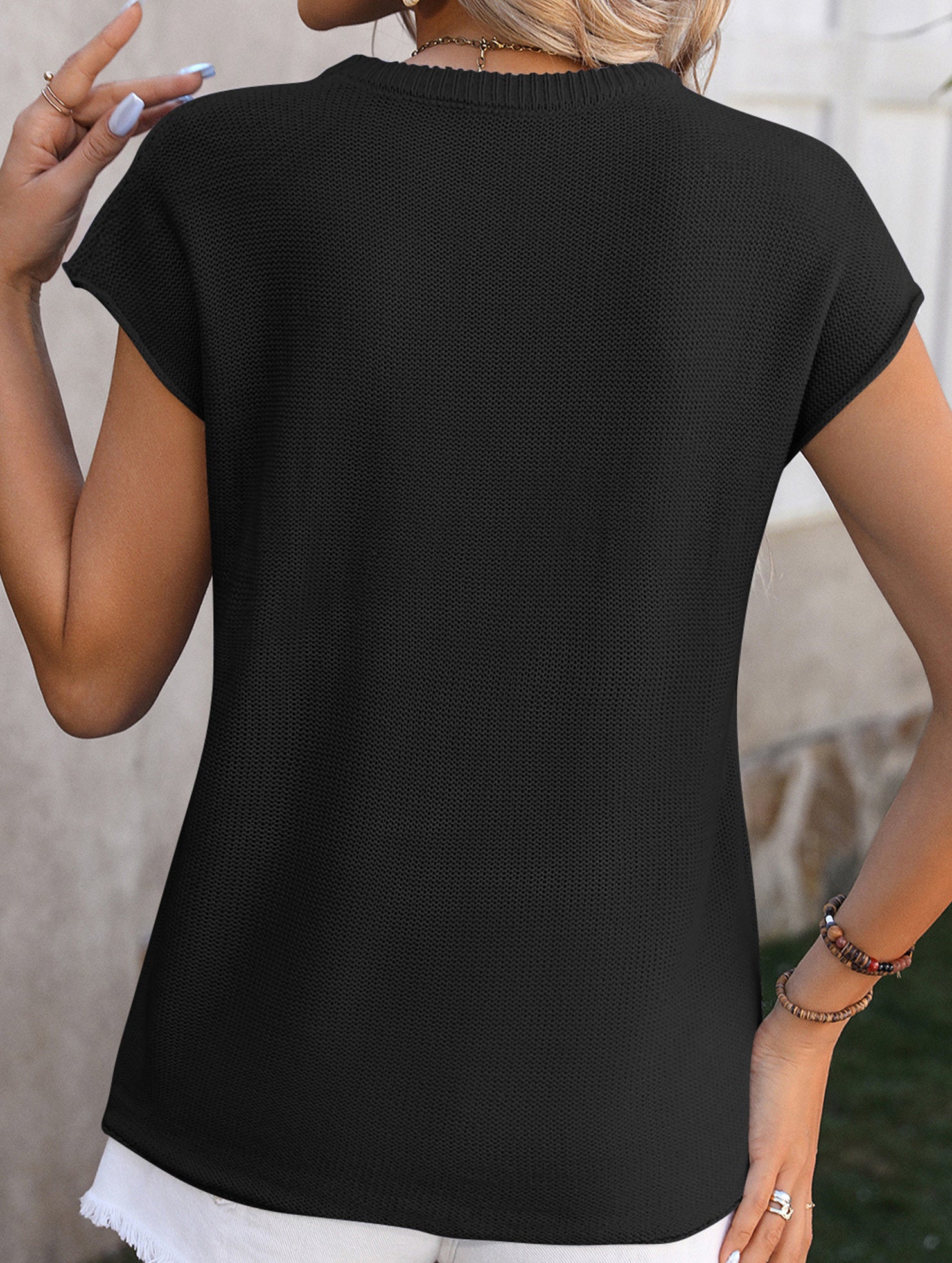 Retro style Reverse weave solid color T-shirt