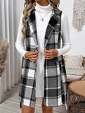 Retro-style lace-up lapel plaid vest