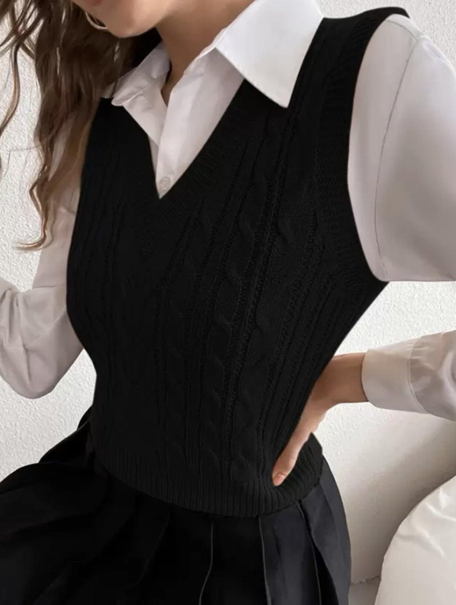 Women's cable knit vest sweater