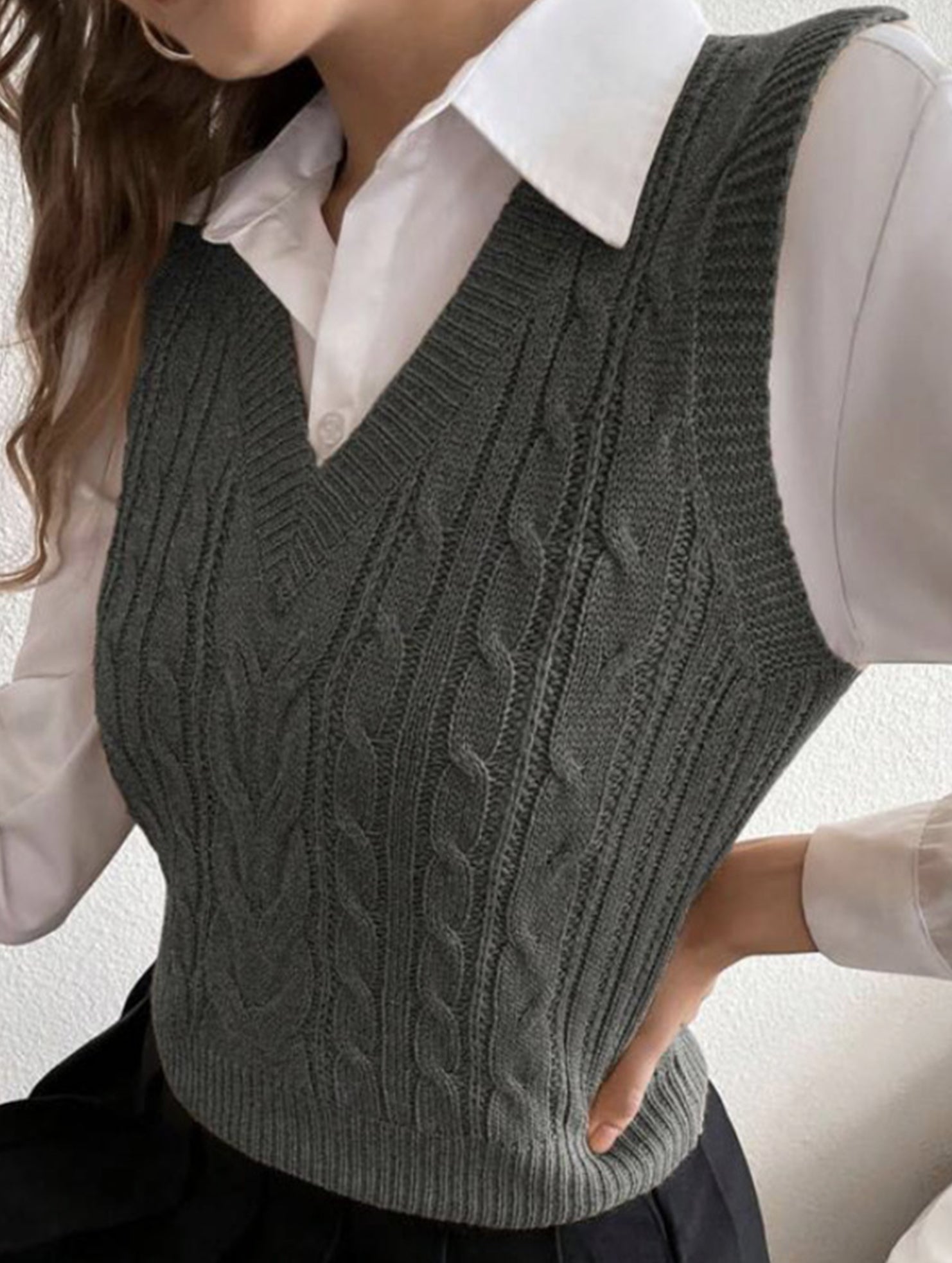Women's cable knit vest sweater
