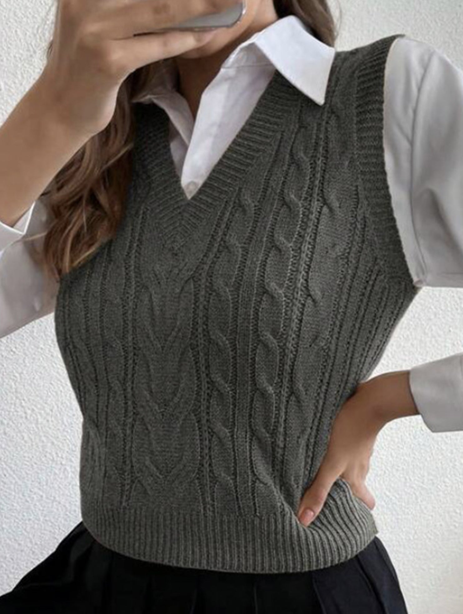 Women's cable knit vest sweater