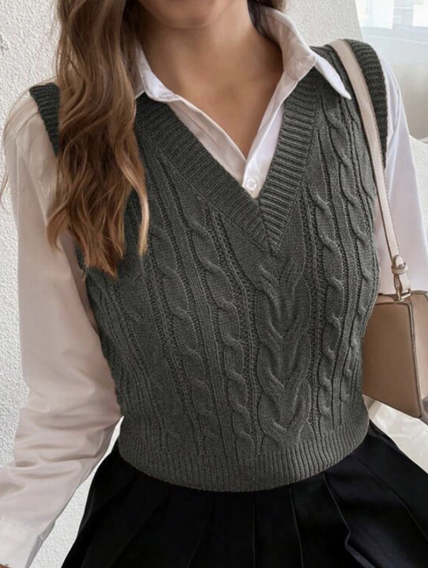 Women's cable knit vest sweater