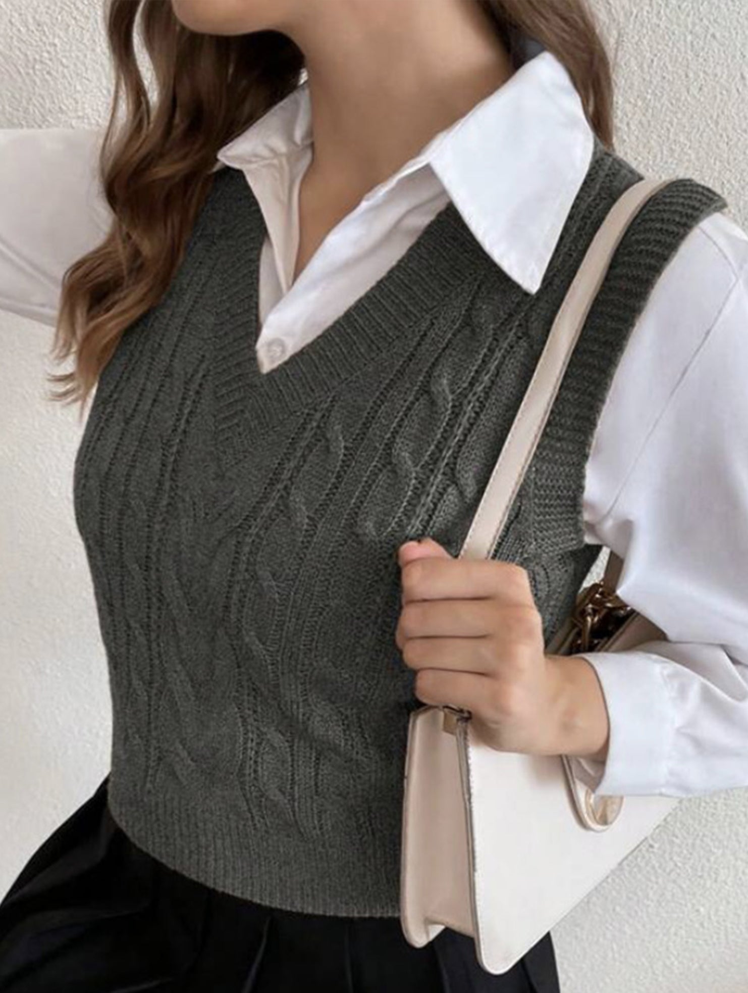 Women's cable knit vest sweater