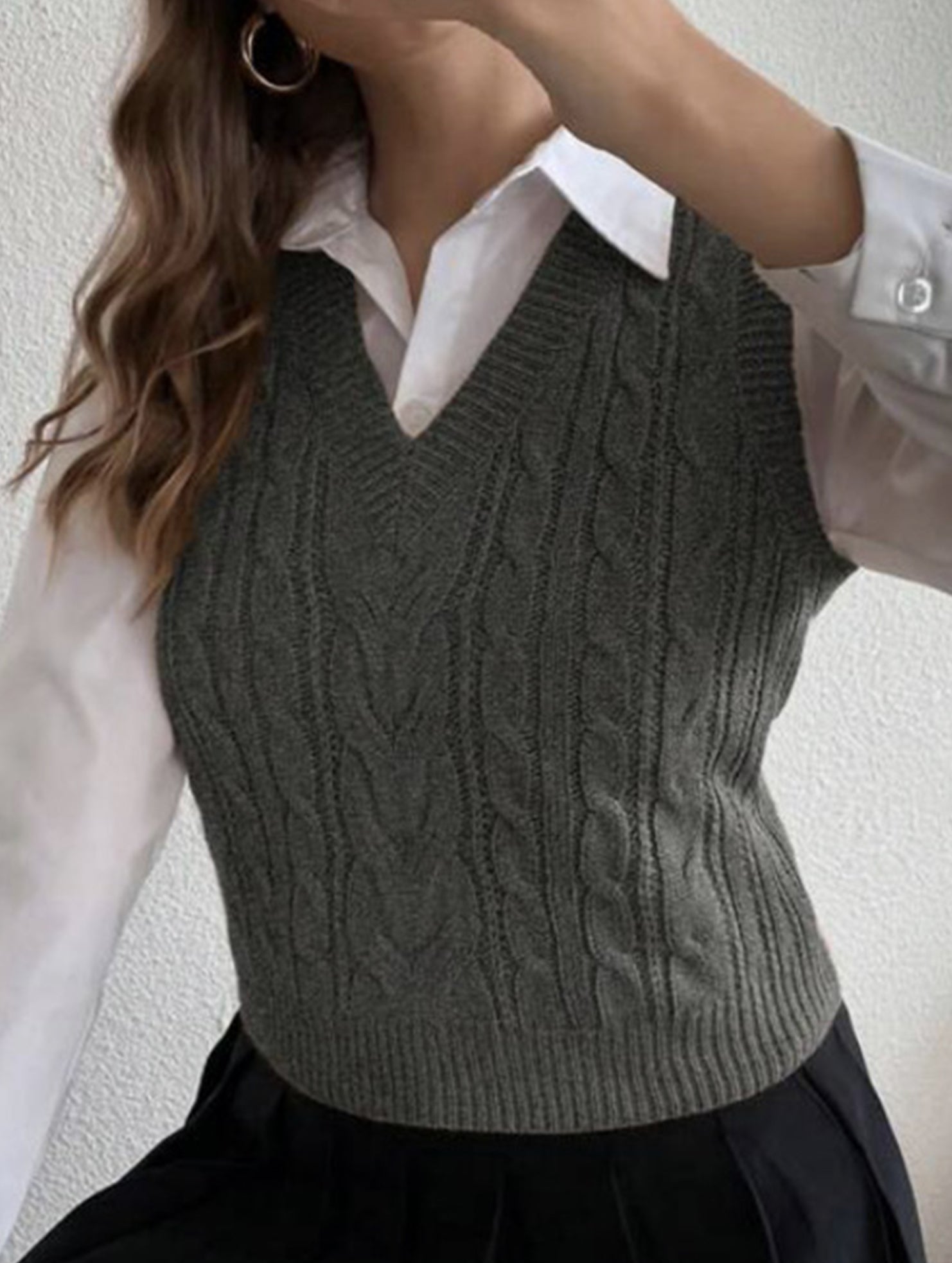 Women's cable knit vest sweater