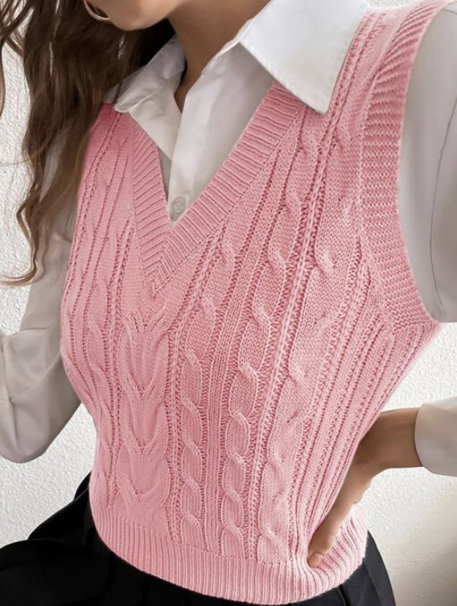 Women's cable knit vest sweater