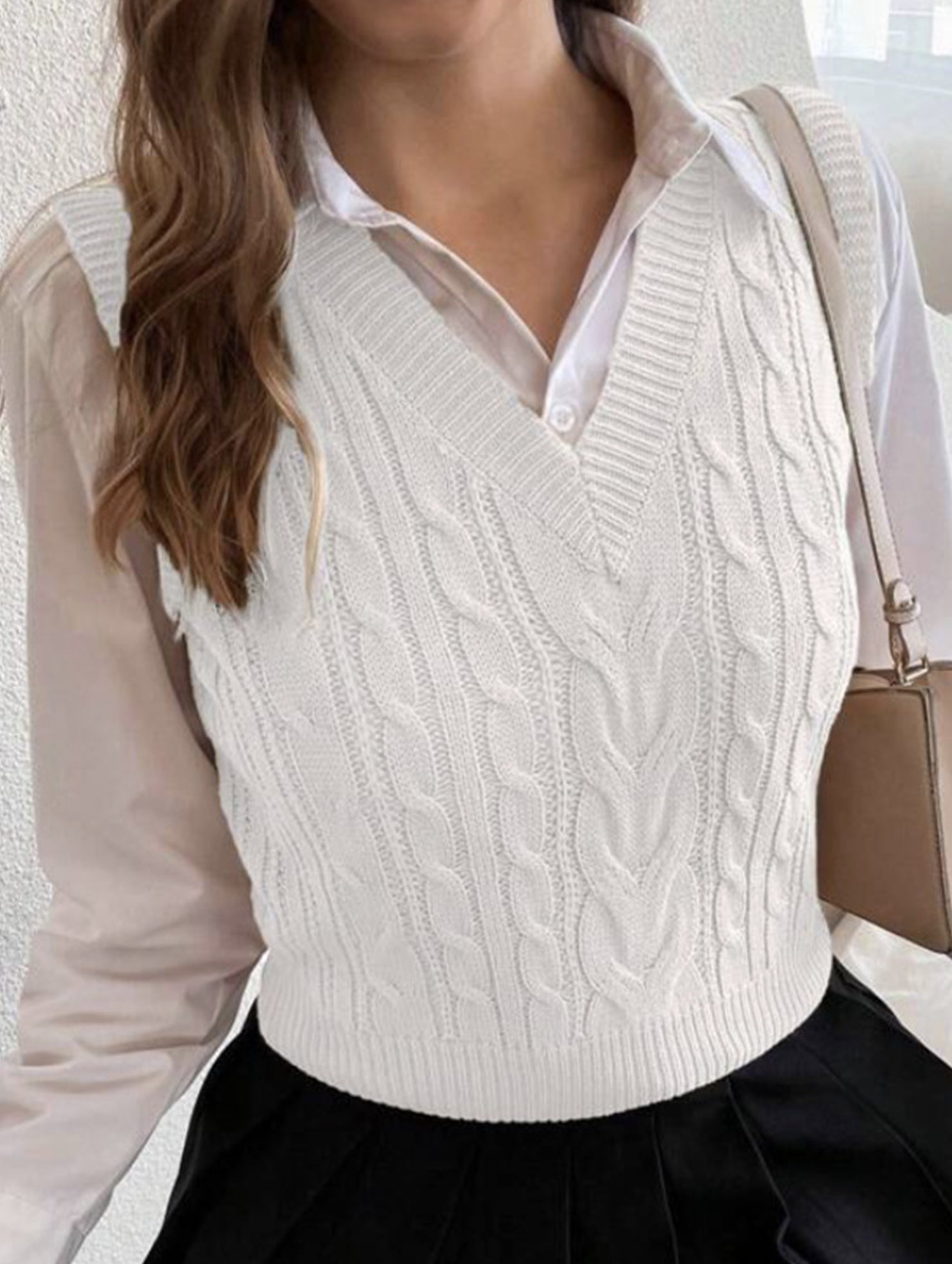 Women's cable knit vest sweater