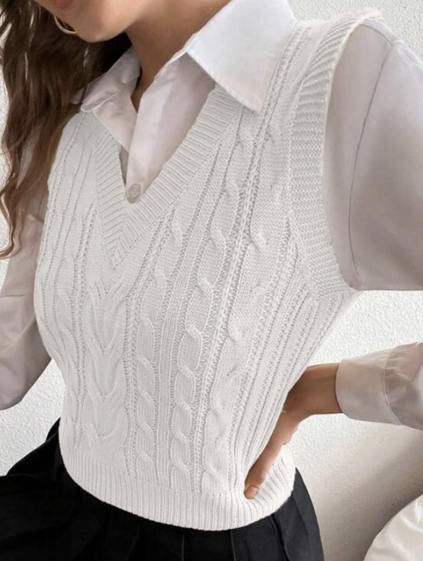 Women's cable knit vest sweater