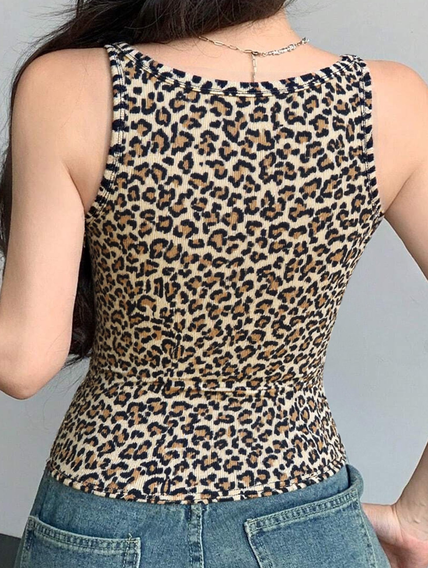 Fashionable base layer camisole leopard print vest