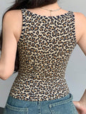 Fashionable base layer camisole leopard print vest