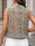 Casual Printed Short Jacquard Sleeveless Vest