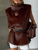 Luxury style turtleneck plush vest_CWOV00318