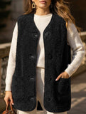 Fleece button vest jacket_CWOV00319
