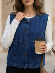 Sleeveless Denim Vest Casual Jacket_CWOV00327