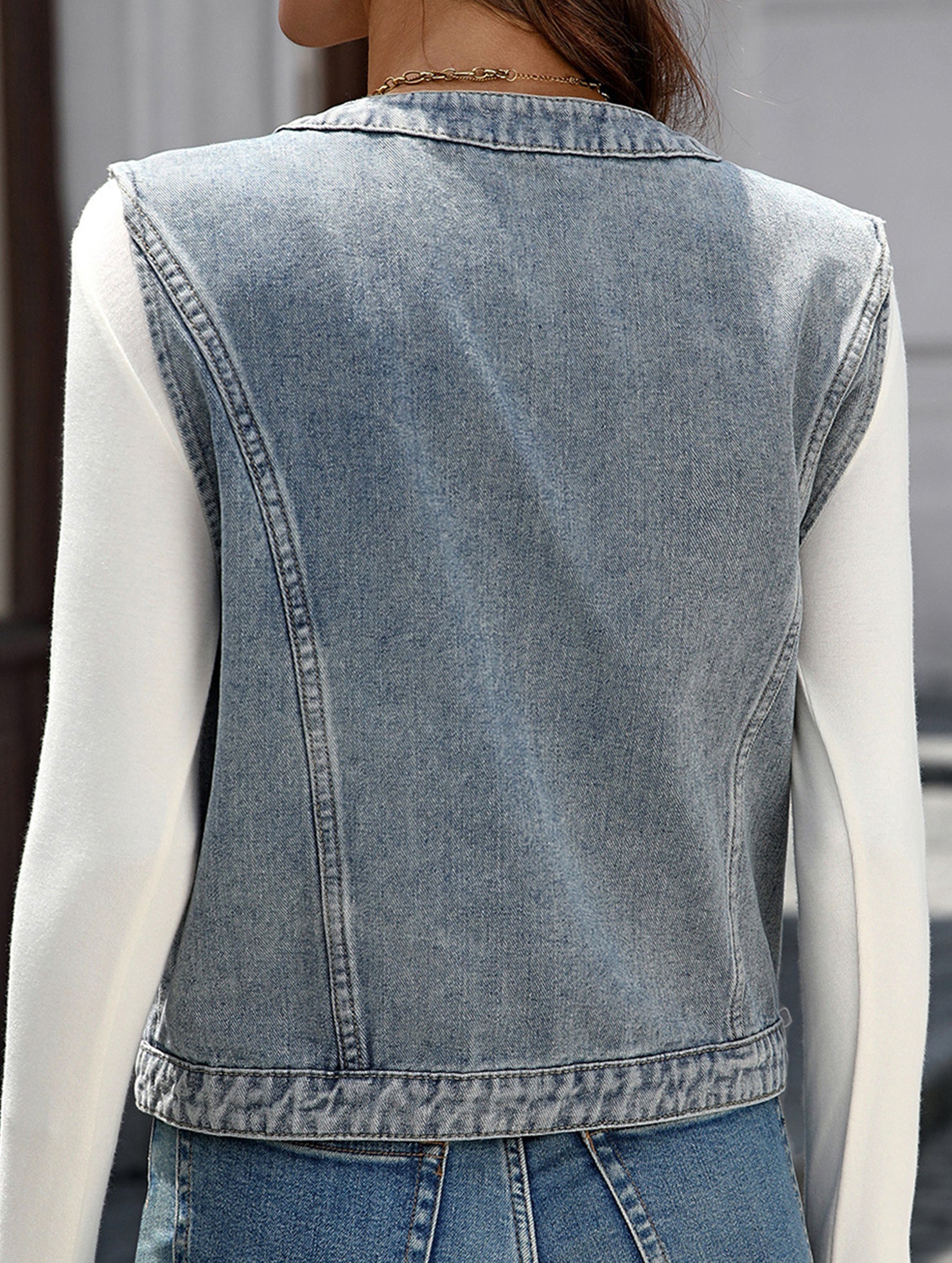 Sleeveless Denim Vest Casual Jacket_CWOV00327