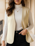 Solid Color Fleece Vest Casual Sleeveless_CWOV00334