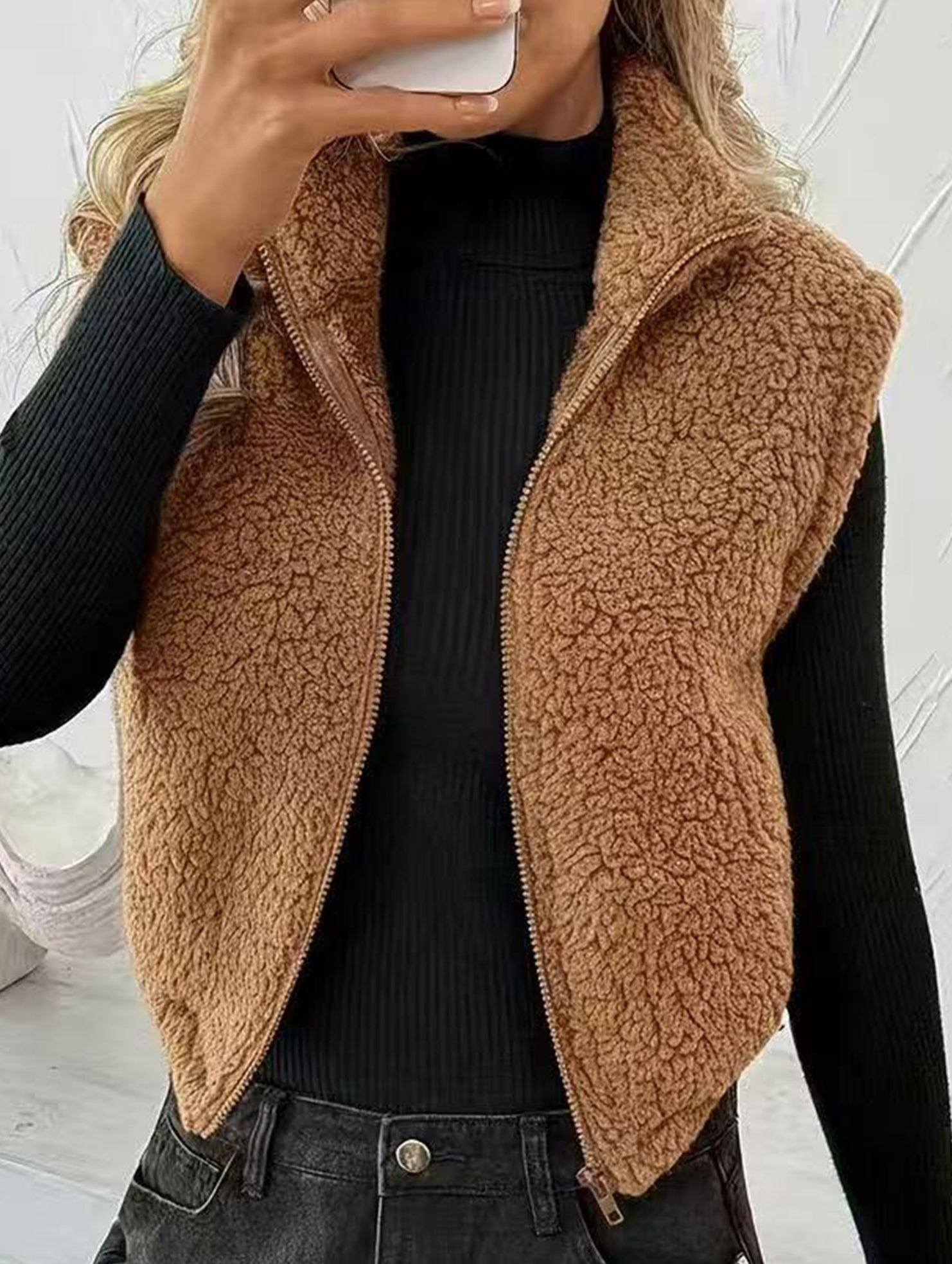 Reversible Fleece Zip Collar Vest_CWOV00338