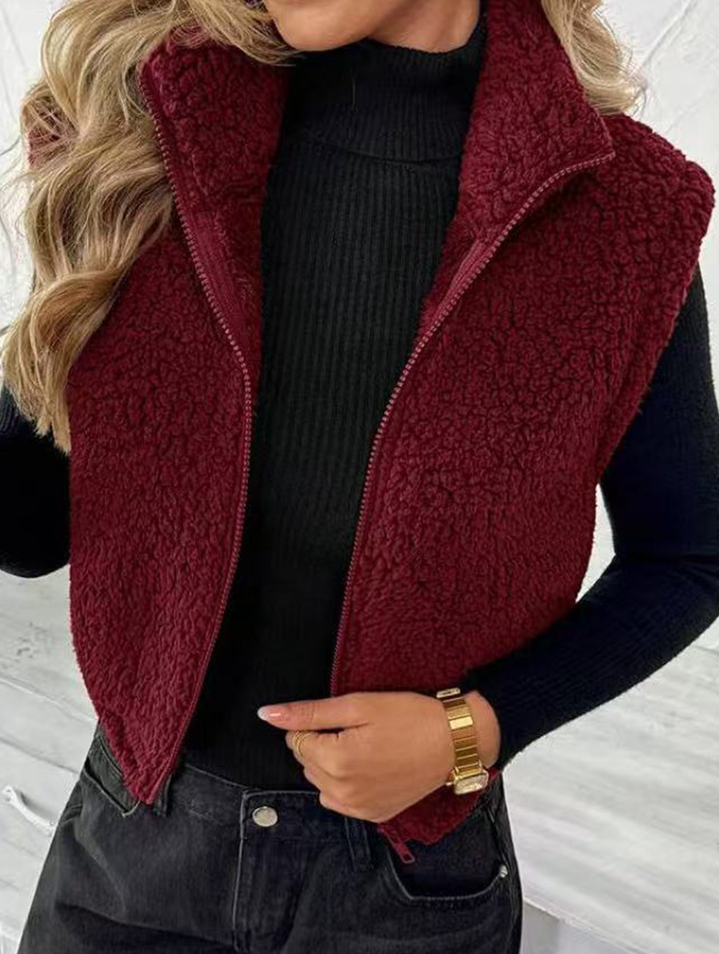 Reversible Fleece Zip Collar Vest_CWOV00338
