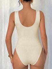 Rhinestone Draped Sleeveless Bodysuit