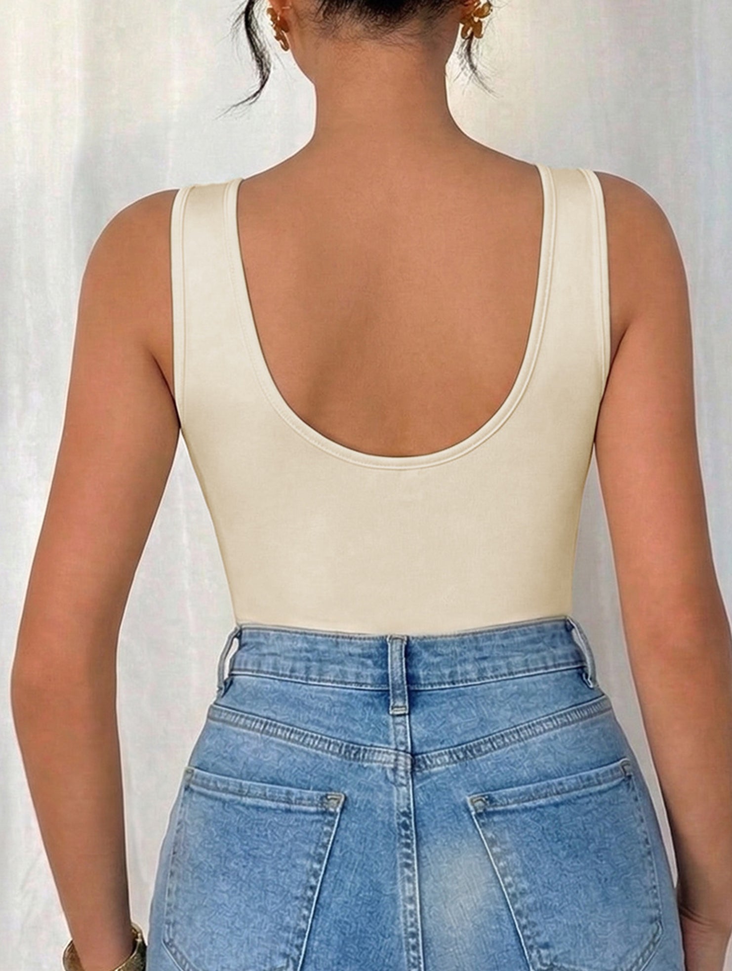 Rhinestone Draped Sleeveless Bodysuit