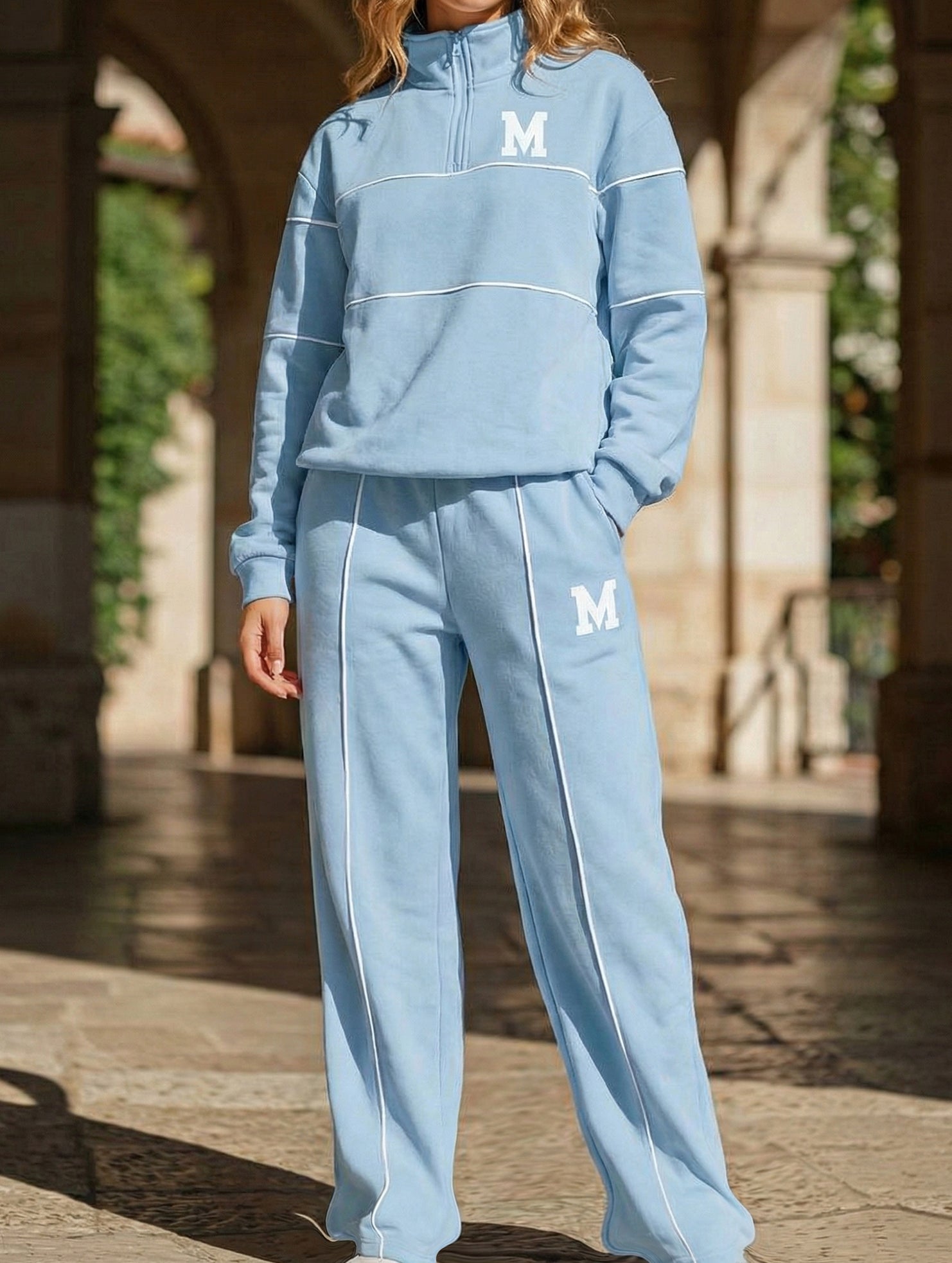 Letter long-sleeved casual sportswear set_CWSBSL00060