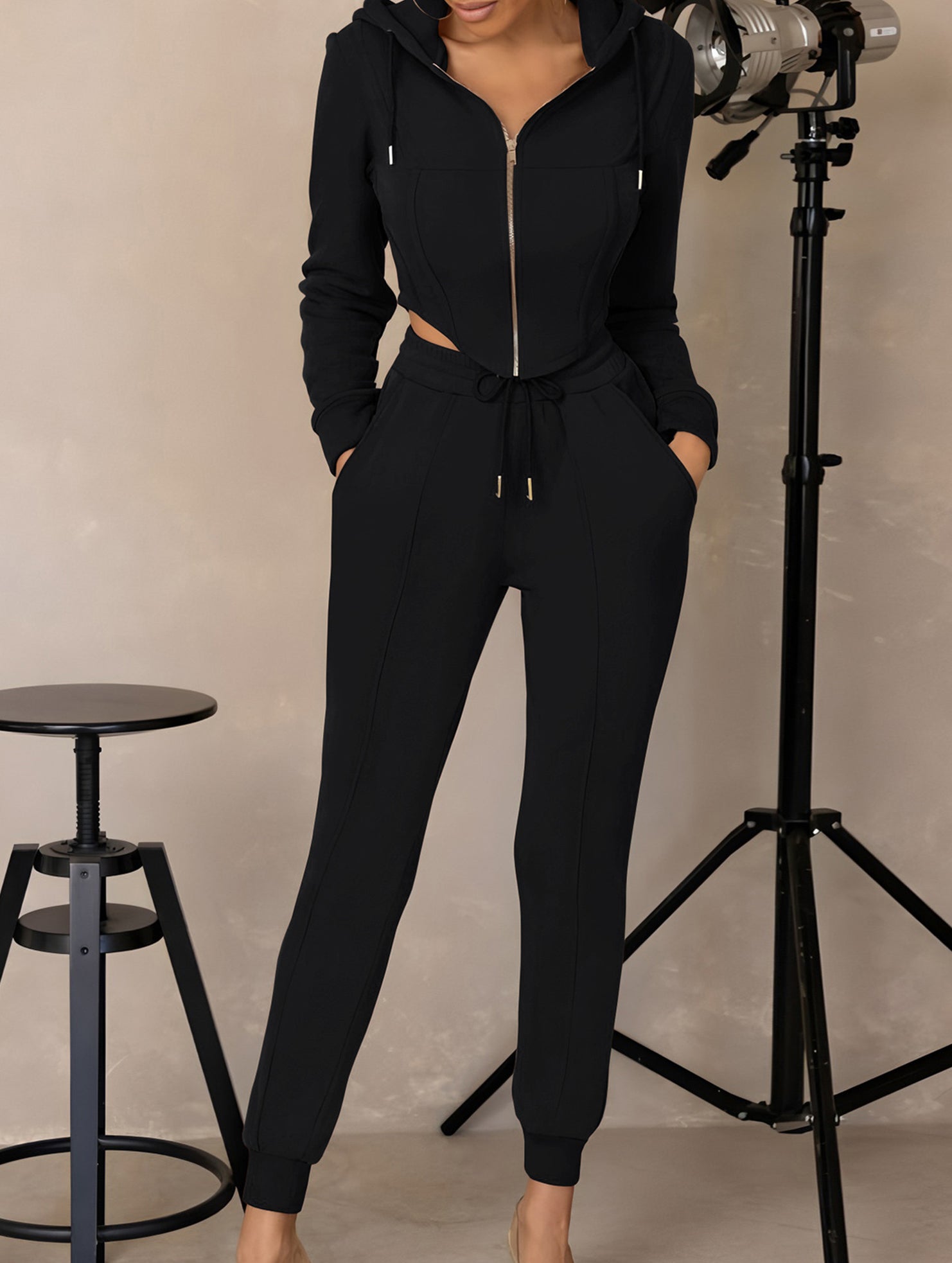 Women's tapered cardigan casual sportswear set_CWSBSL00061