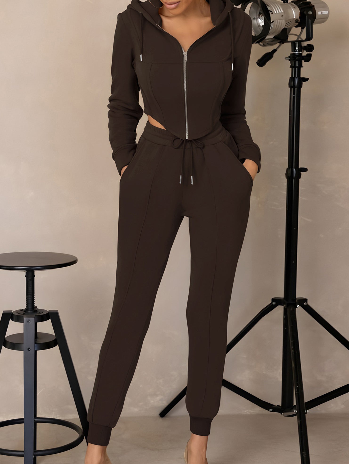 Women's tapered cardigan casual sportswear set_CWSBSL00061