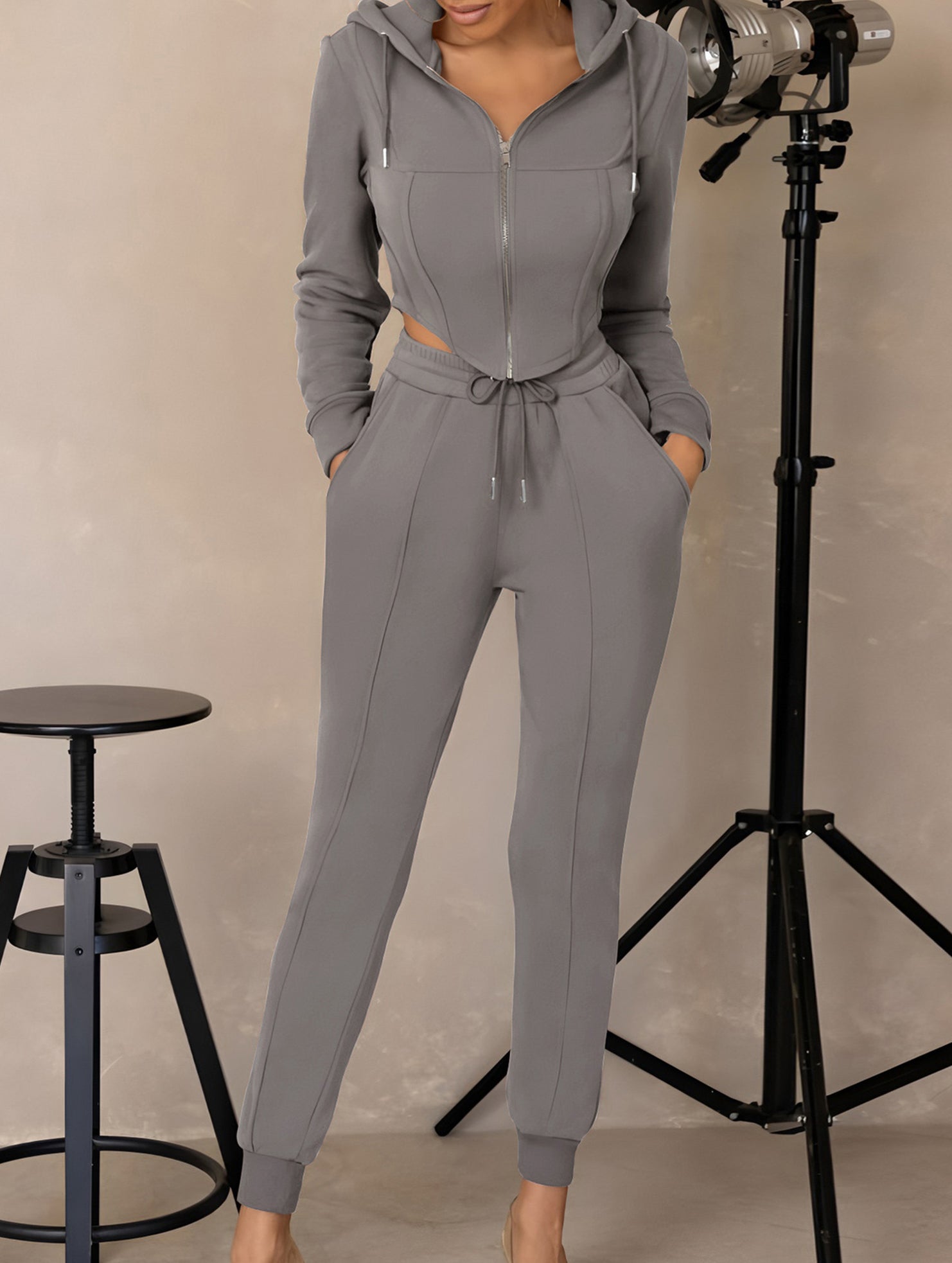 Women's tapered cardigan casual sportswear set_CWSBSL00061