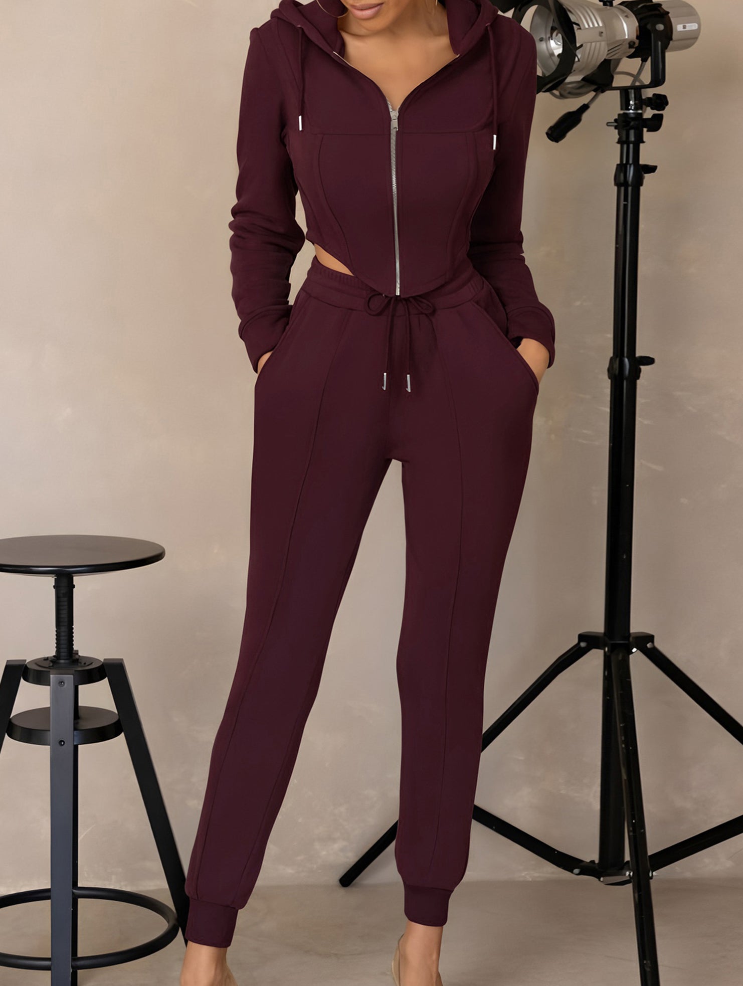 Women's tapered cardigan casual sportswear set_CWSBSL00061