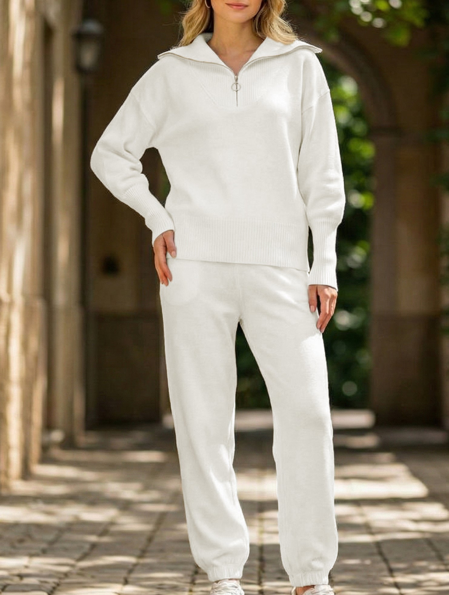 Casual Zip-Up Hoodie Plus Size Two-Piece Set_CWSBSL00062