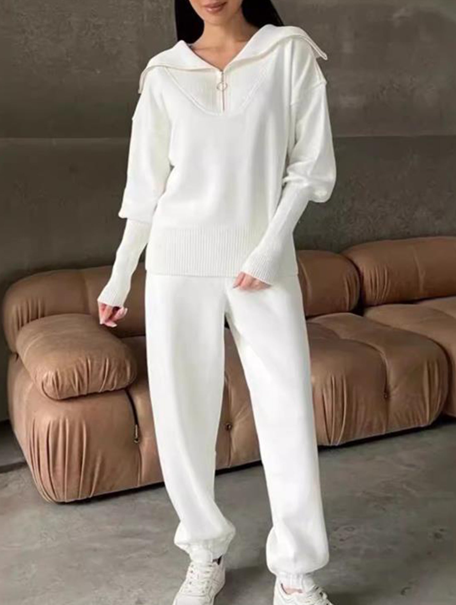 Casual Zip-Up Hoodie Plus Size Two-Piece Set_CWSBSL00062