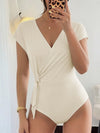 V Neck Tie Side Short Sleeve Jumpsuit