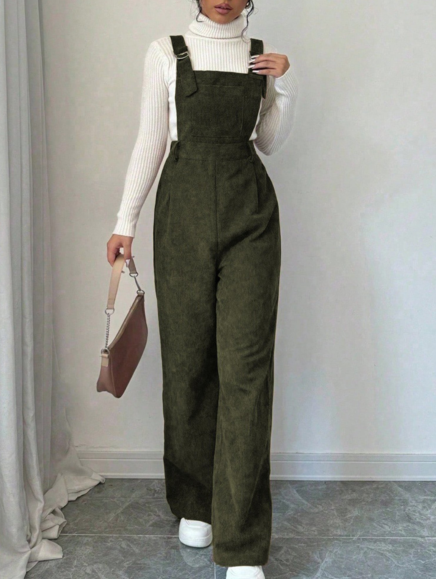 Corduroy solid color jumpsuit