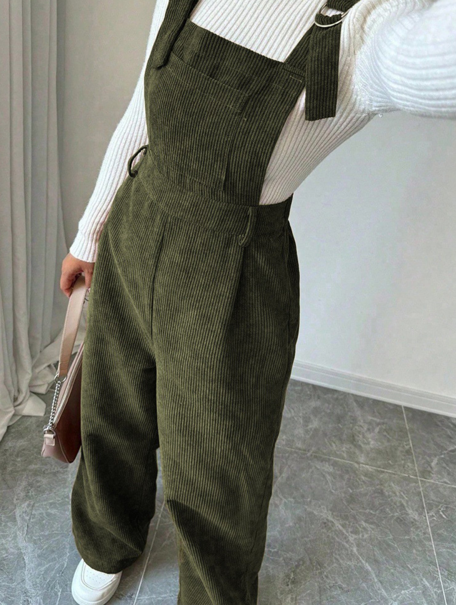 Corduroy solid color jumpsuit