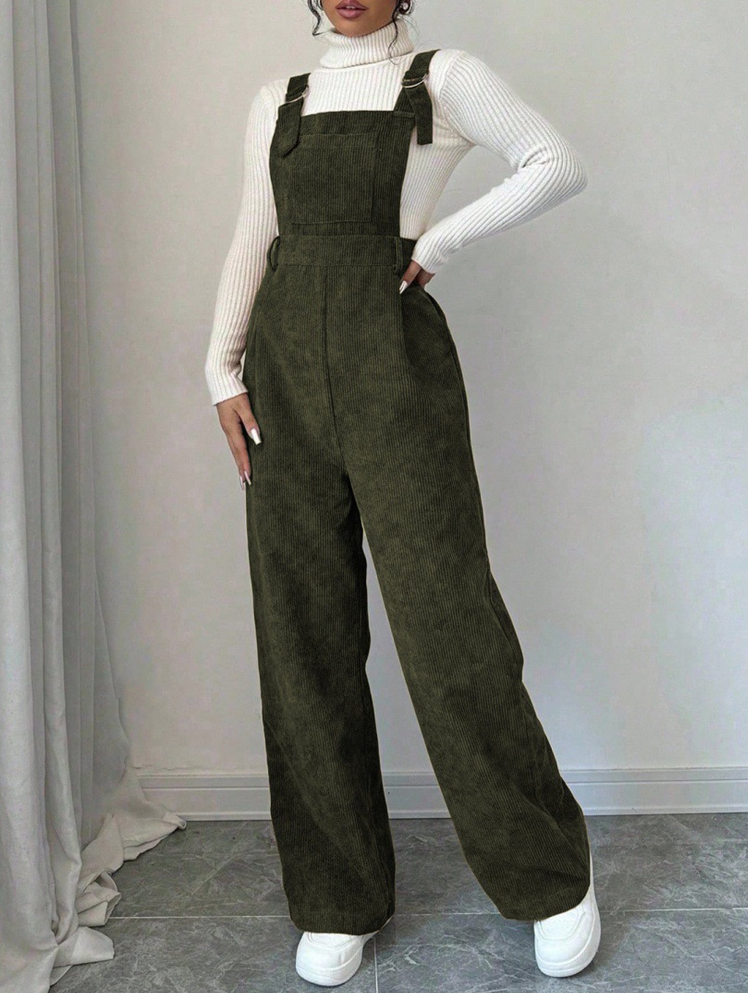 Corduroy solid color jumpsuit