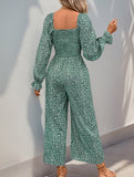 Square Neck Puff Sleeve Floral Jumpsuit_CWSJS00407