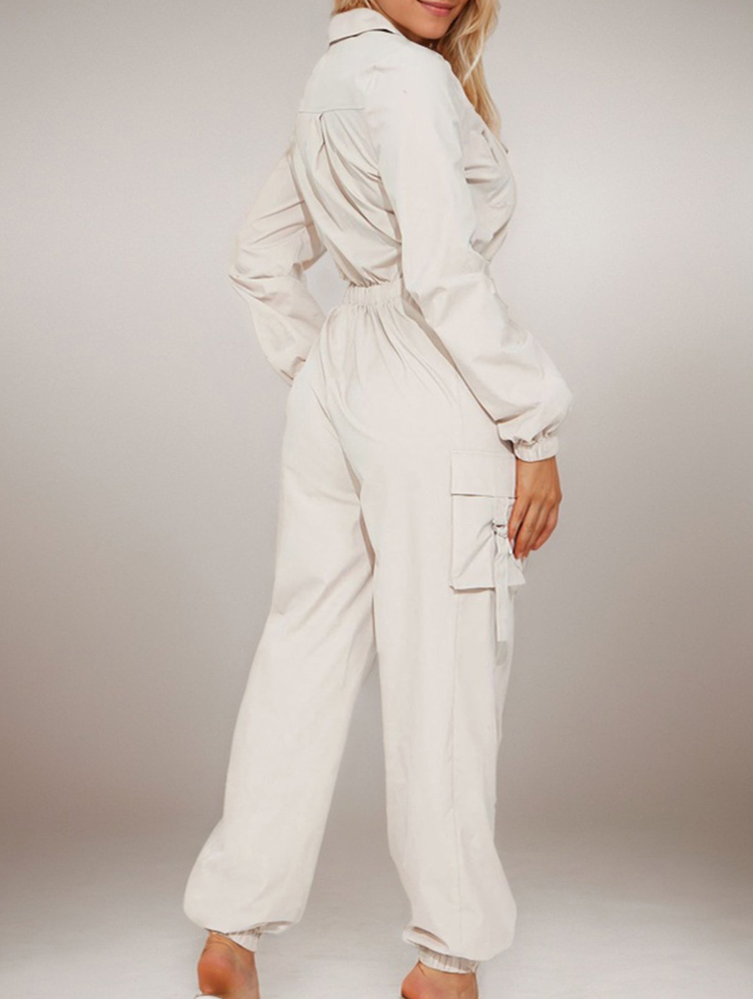 Utility Zip Waist Fit Jumpsuit_CWSJS00412