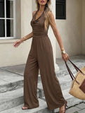Ribbed Halter Backless Jumpsuit