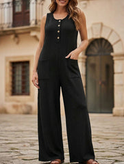 High Waist Sleeveless Wide Leg Jumpsuit