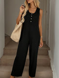 High Waist Sleeveless Wide Leg Jumpsuit