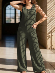 Solid Sleeveless Loose Jumpsuit