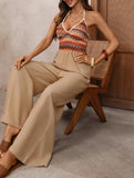 Tribal Embroidered Halter Jumpsuit