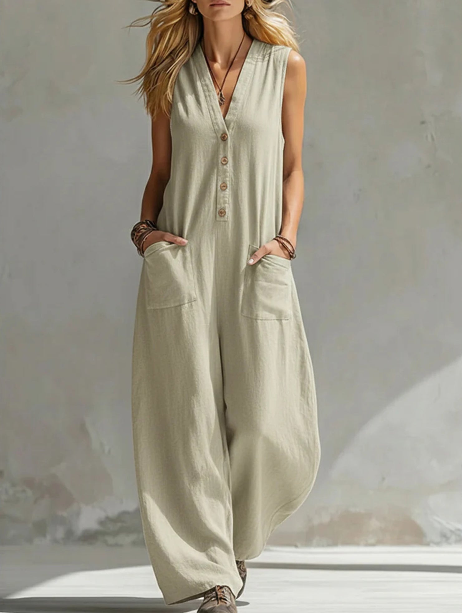 Linen Sleeveless Pocket Jumpsuit_CWSJS00515