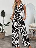 Geometric Print Sleeveless Jumpsuit_CWSJS00523