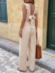 Flutter Sleeve Back Bow Jumpsuit_CWSJS00525