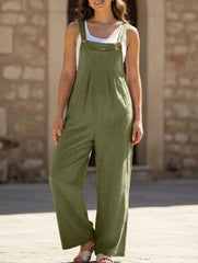 Mid-waist retro solid color loose casual fashion suspenders